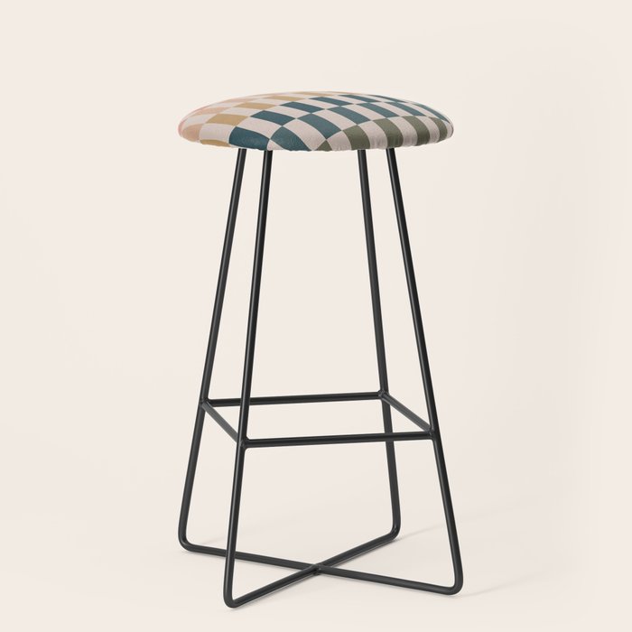 Green And Terracotta Stripes Stool Gallery Image 1