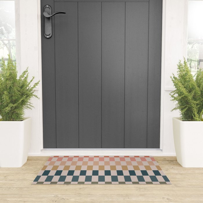 Green And Terracotta Stripes Welcome Mat Gallery Image 3