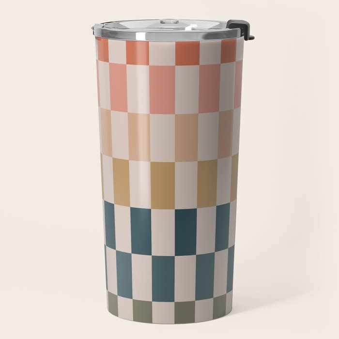 Green And Terracotta Stripes Travel Mug Gallery Image 2