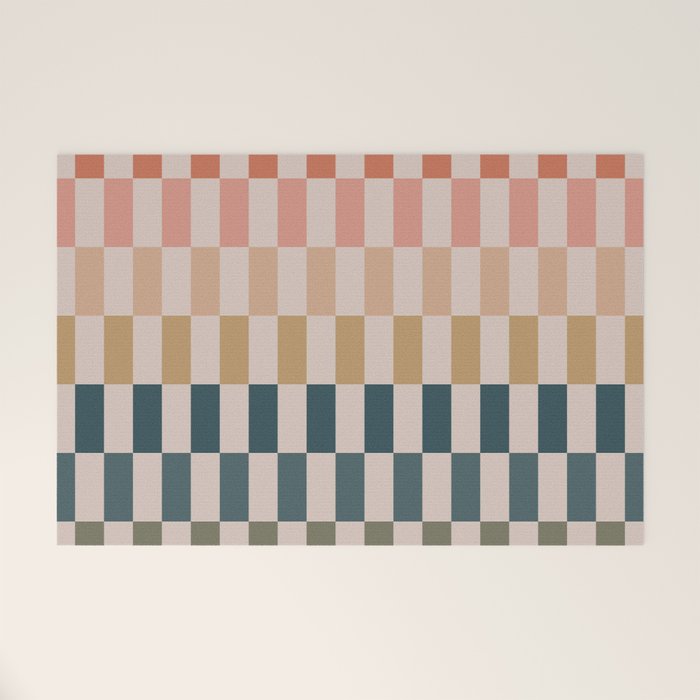 Green And Terracotta Stripes Welcome Mat Gallery Image 1