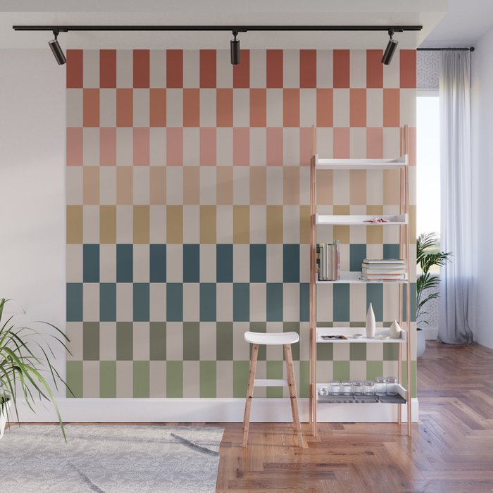 Green And Terracotta Stripes Wall Mural Gallery Image 1