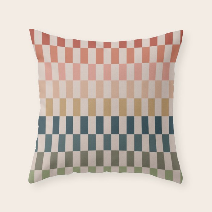 Green And Terracotta Stripes Throw Pillow Gallery Image 6