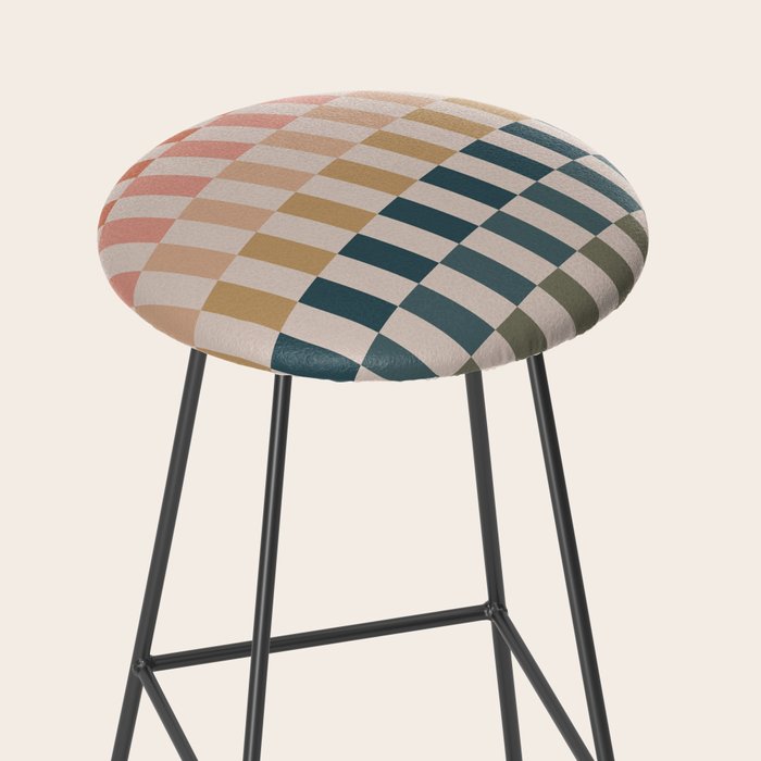 Green And Terracotta Stripes Stool Gallery Image 2