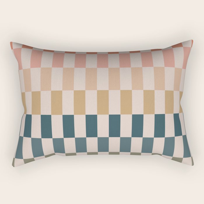 Green And Terracotta Stripes Rectangular Pillow Gallery Image 1