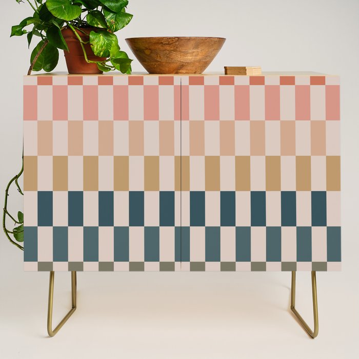Green And Terracotta Stripes Credenza Gallery Image 1