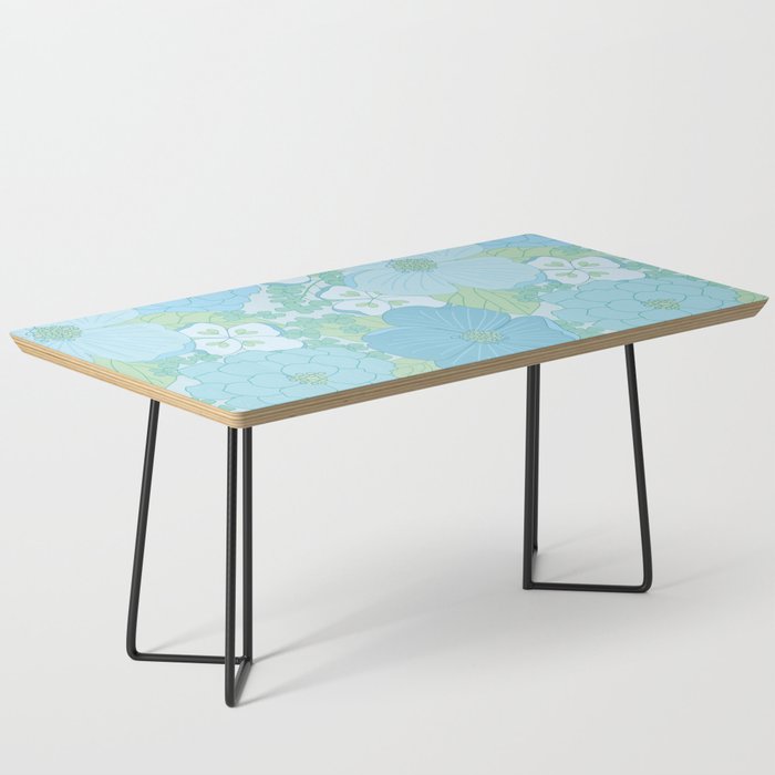 Light Blue Pastel Vintage Floral Pattern Coffee Table Gallery Image 1