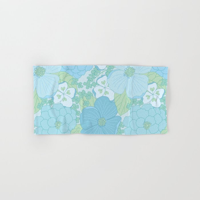 Light Blue Pastel Vintage Floral Pattern Bath Towel Gallery Image 1