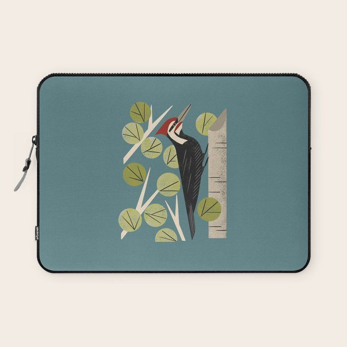 Woodpecker in Aspen Tree Laptop Sleeve Gallery Image 1