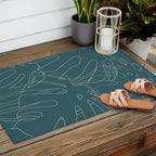 Monstera No2 Teal Outdoor Rug Gallery Image 2