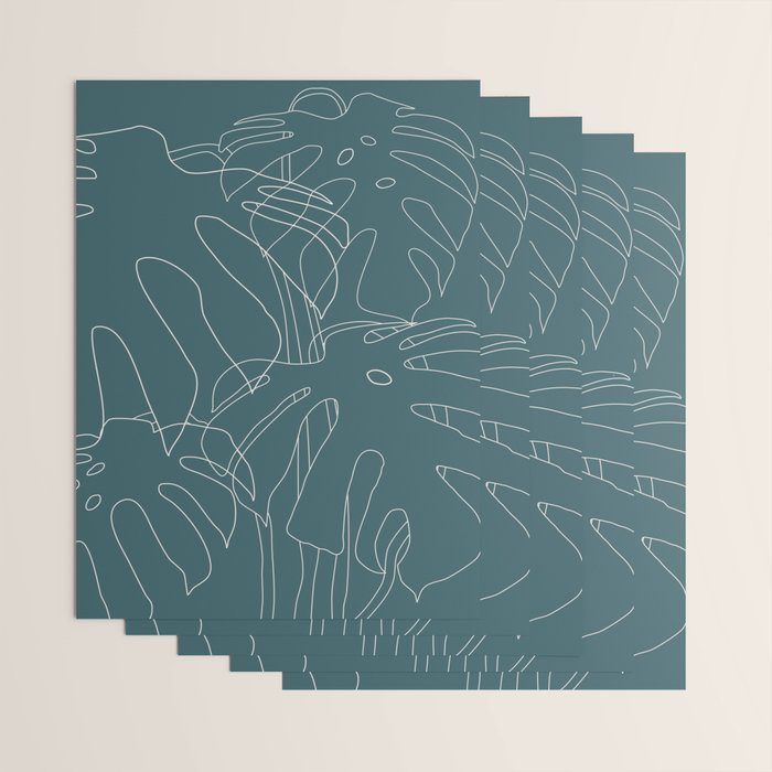 Monstera No2 Teal Wrapping Paper Gallery Image 3