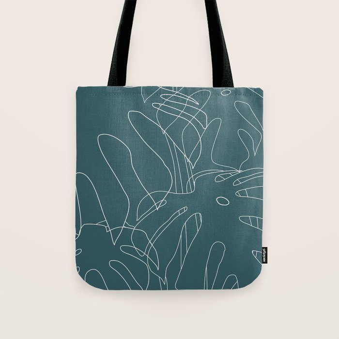 Monstera No2 Teal Tote Bag Gallery Image 1