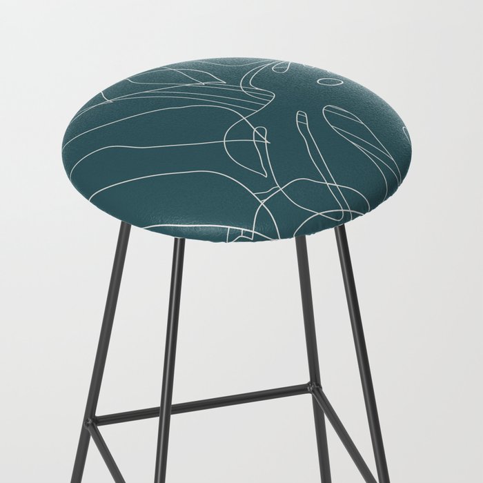 Monstera No2 Teal Stool Gallery Image 2