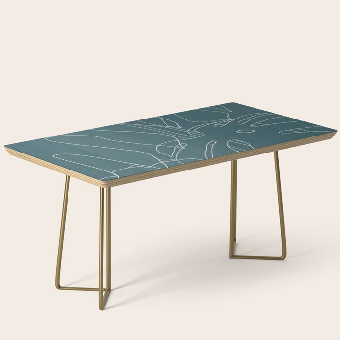Monstera No2 Teal Coffee Table Gallery Image 2