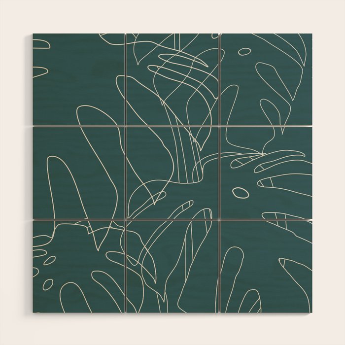 Monstera No2 Teal Wood Wall Art Gallery Image 1