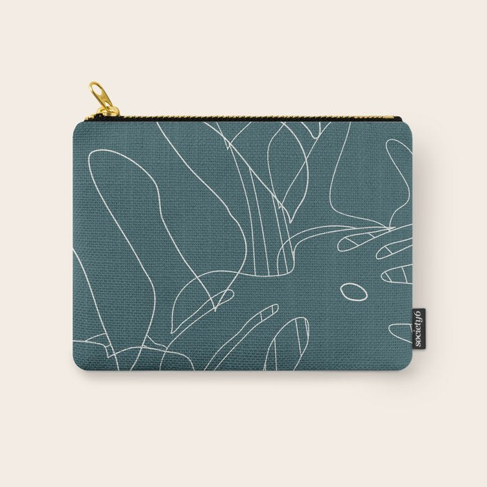 Monstera No2 Teal Carry All Pouch Gallery Image 1