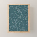 Monstera No2 Teal Mini Art Print Gallery Image 1