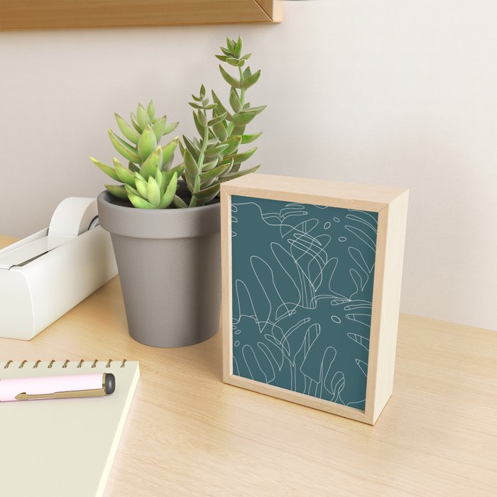 Monstera No2 Teal Mini Art Print Gallery Image 2