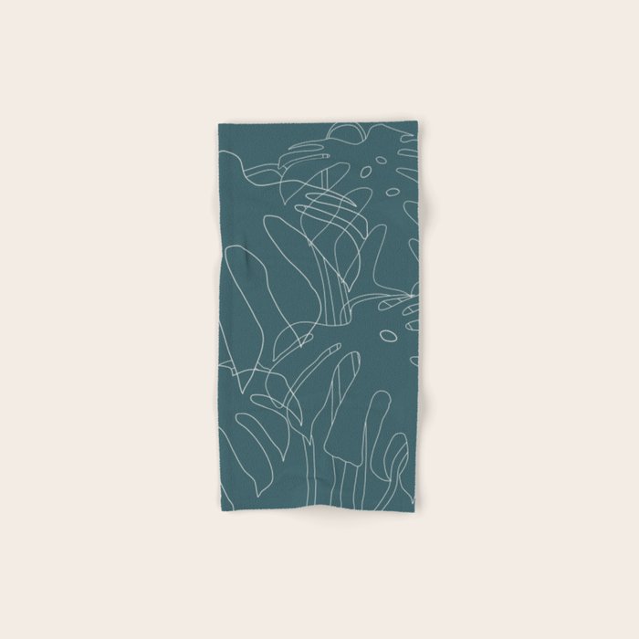 Monstera No2 Teal Bath Towel Gallery Image 1
