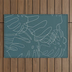 Monstera No2 Teal Outdoor Rug Gallery Image 1