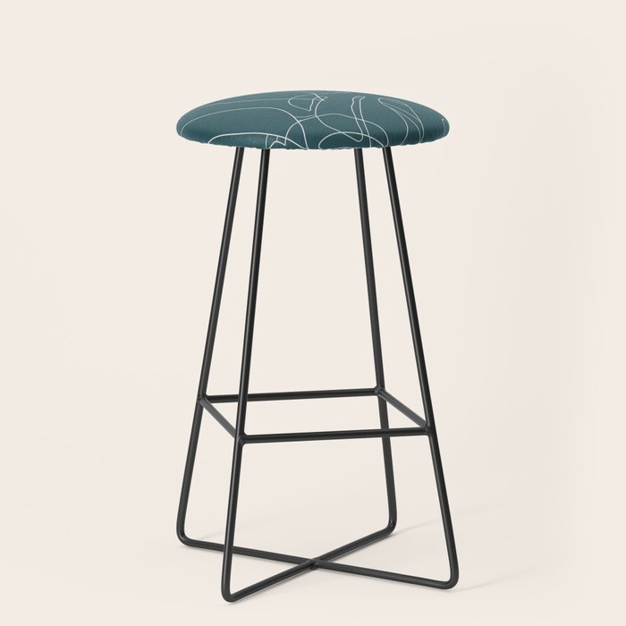 Monstera No2 Teal Stool Gallery Image 1