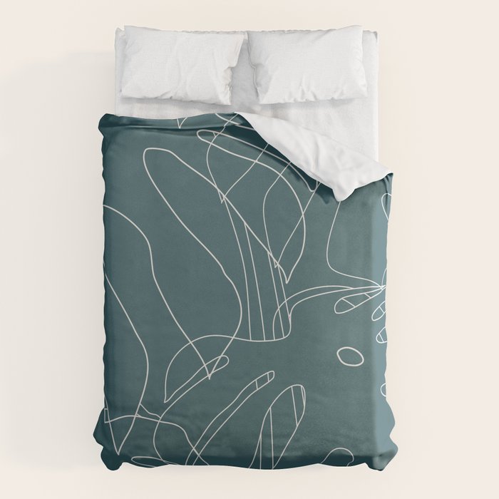 Monstera No2 Teal Duvet Cover Gallery Image 6