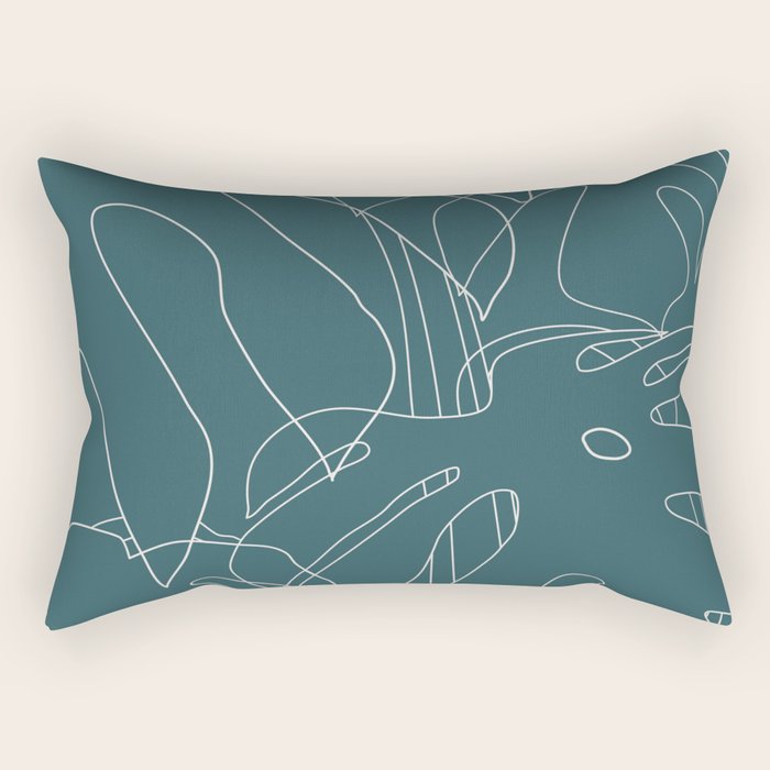 Monstera No2 Teal Rectangular Pillow Gallery Image 2