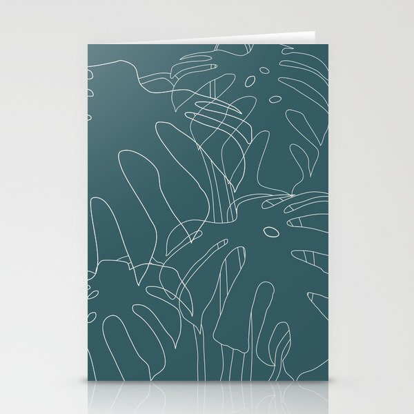 Monstera No2 Teal Stationery Card Gallery Image 1