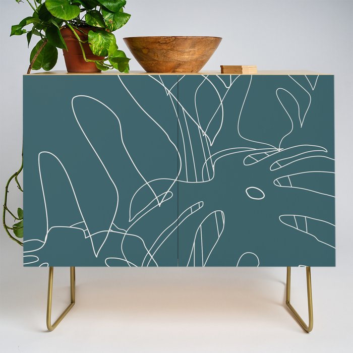 Monstera No2 Teal Credenza Gallery Image 1