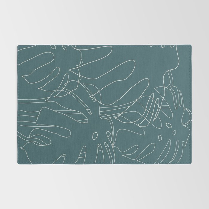 Monstera No2 Teal Rug Gallery Image 2