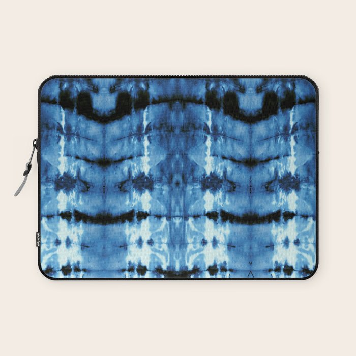 Indigo Satin Shibori Laptop Sleeve Gallery Image 1