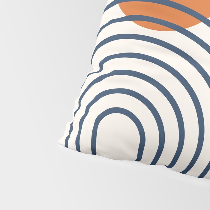 Mid Century Modern Geometric 199.2 in Navy Blue Orange Pillow Sham Gallery Image 4