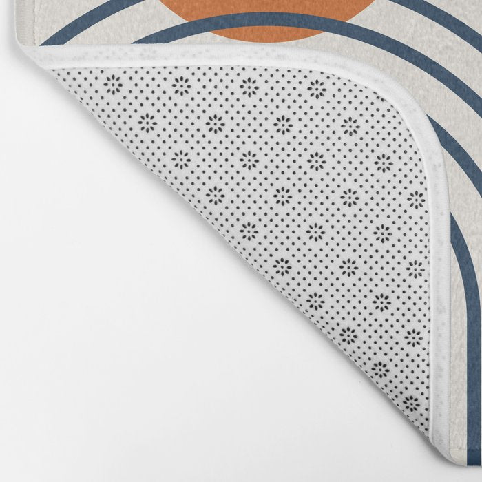 Mid Century Modern Geometric 199.2 in Navy Blue Orange Bath Mat Gallery Image 2