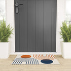 Mid Century Modern Geometric 199.2 in Navy Blue Orange Welcome Mat Gallery Image 3