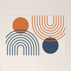 Mid Century Modern Geometric 199.2 in Navy Blue Orange Welcome Mat Gallery Image 1