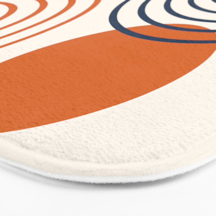 Mid Century Modern Geometric 199.2 in Navy Blue Orange Bath Mat Gallery Image 3