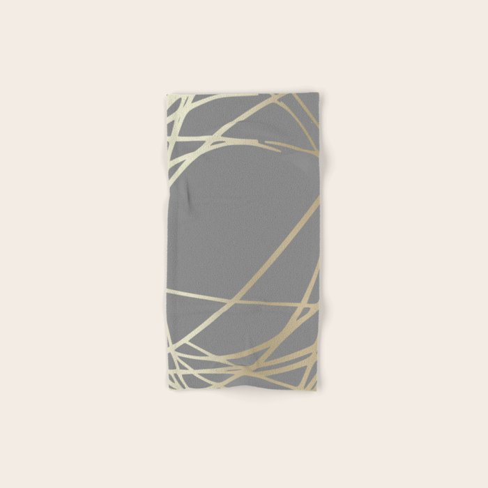 Gold and Gray Circles and Swirls Striped Abstract Pattern Towels Gallery Image 1