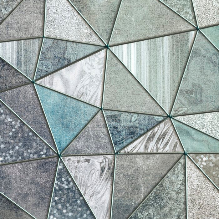 Teal And Grey Triangles Stained Glass Style Coffee Mug Gallery Image 2