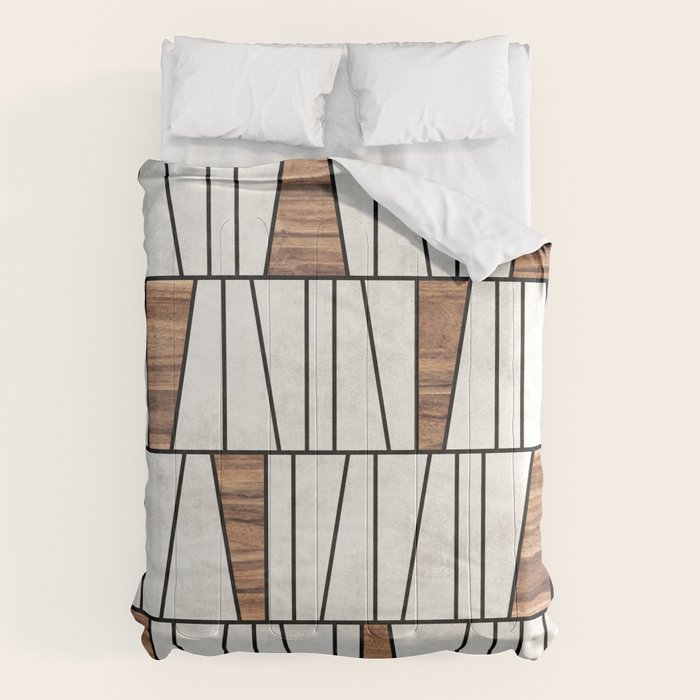 Mid-Century Modern Pattern No.4 - Concrete and Wood Comforter Gallery Image 1
