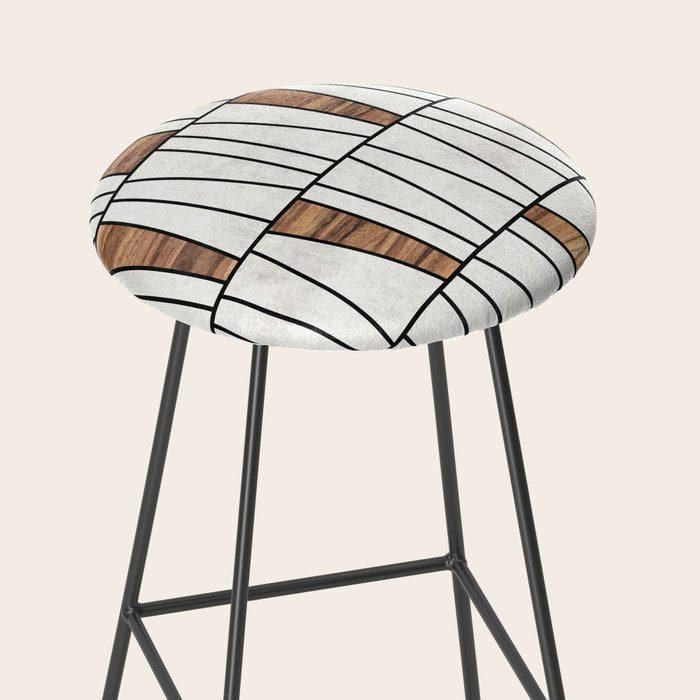 Mid-Century Modern Pattern No.4 - Concrete and Wood Stool Gallery Image 2
