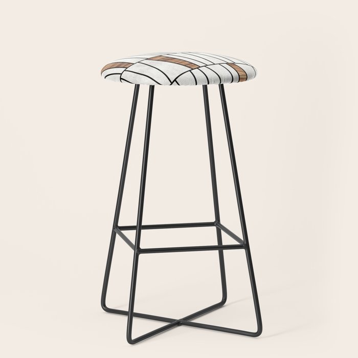 Mid-Century Modern Pattern No.4 - Concrete and Wood Stool Gallery Image 1