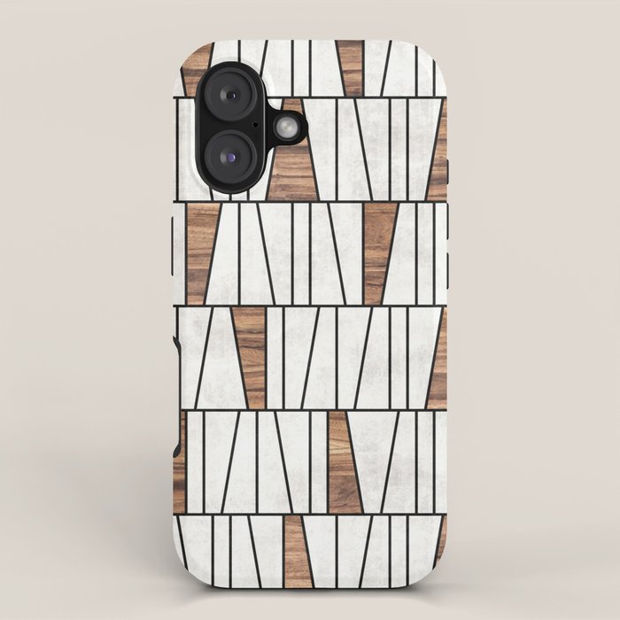Mid-Century Modern Pattern No.4 - Concrete and Wood iPhone Case Gallery Image 1