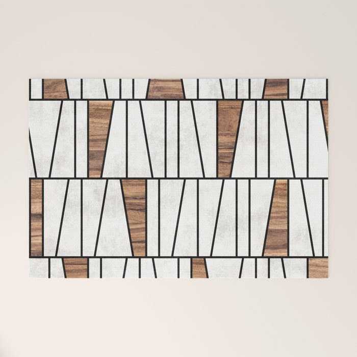 Mid-Century Modern Pattern No.4 - Concrete and Wood Welcome Mat Gallery Image 1
