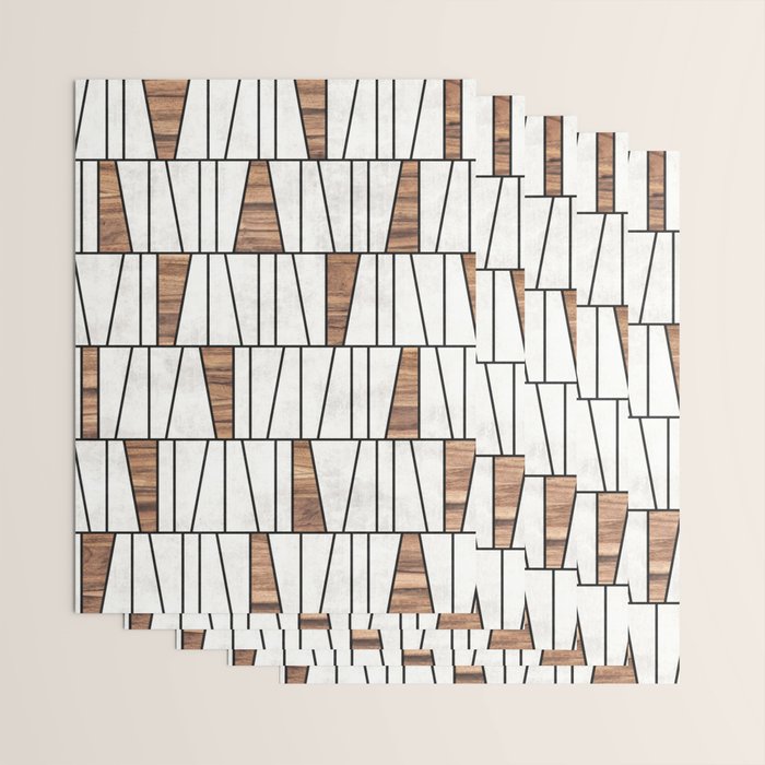 Mid-Century Modern Pattern No.4 - Concrete and Wood Wrapping Paper Gallery Image 3