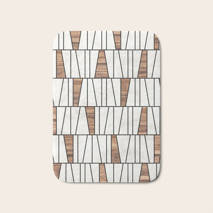 Mid-Century Modern Pattern No.4 - Concrete and Wood Bath Mat Gallery Image 1
