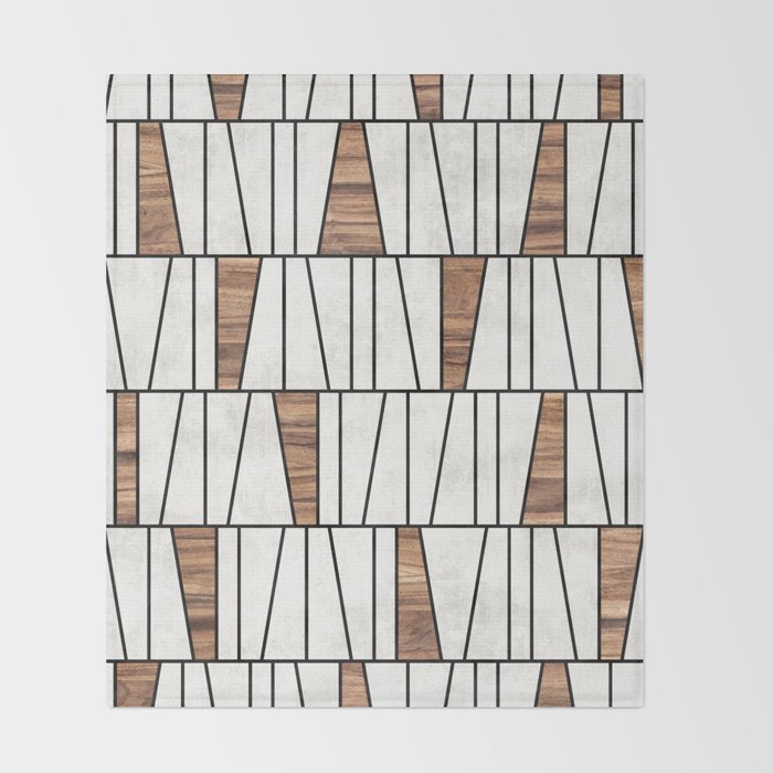 Mid-Century Modern Pattern No.4 - Concrete and Wood Throw Blanket Gallery Image 2