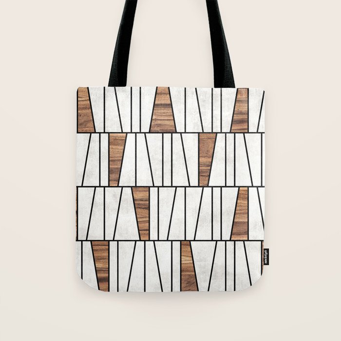 Mid-Century Modern Pattern No.4 - Concrete and Wood Tote Bag Gallery Image 1