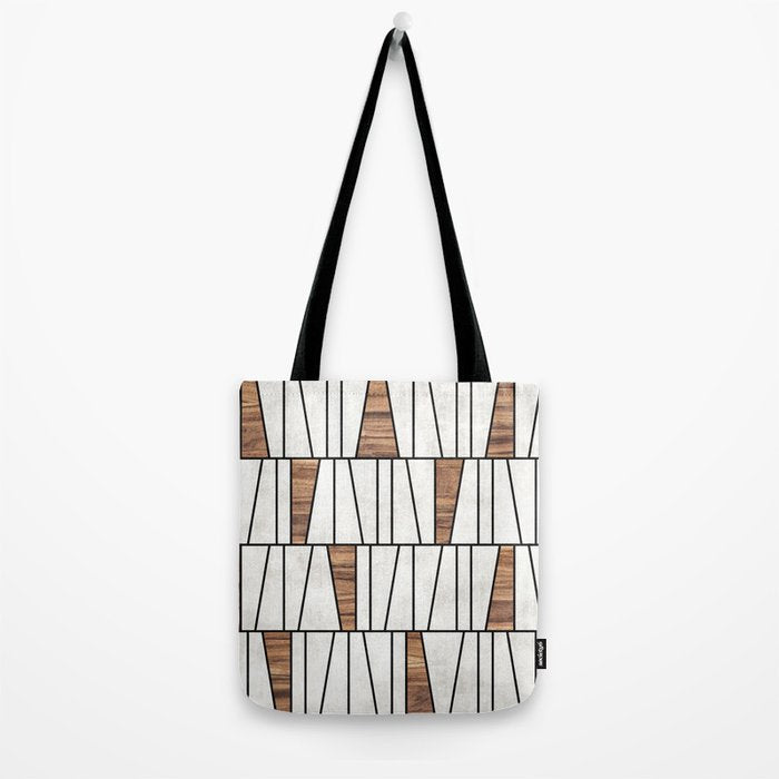 Mid-Century Modern Pattern No.4 - Concrete and Wood Tote Bag Gallery Image 2
