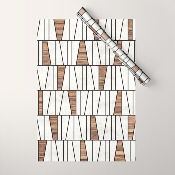 Mid-Century Modern Pattern No.4 - Concrete and Wood Wrapping Paper Gallery Image 1