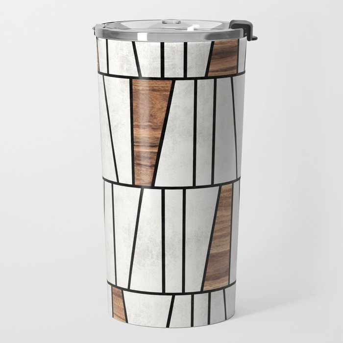 Mid-Century Modern Pattern No.4 - Concrete and Wood Travel Mug Gallery Image 2