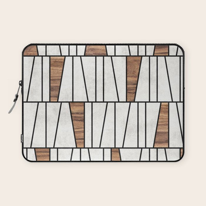 Mid-Century Modern Pattern No.4 - Concrete and Wood Laptop Sleeve Gallery Image 1